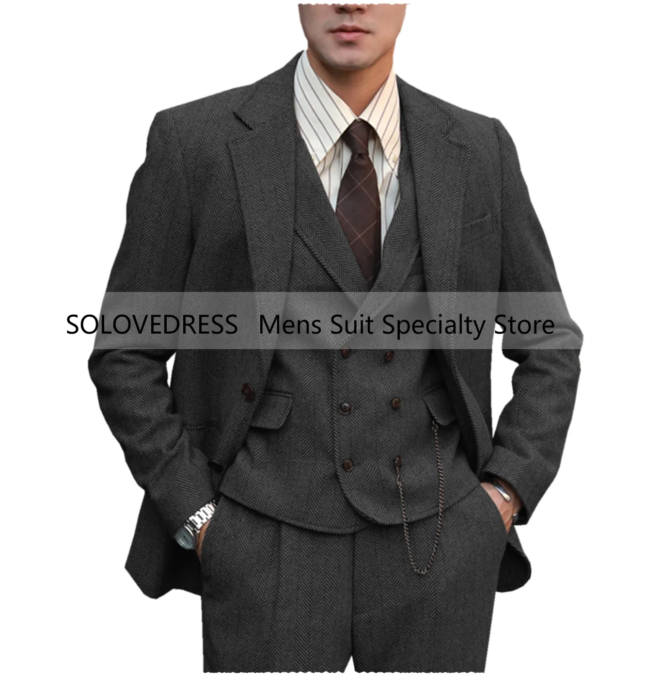 

Costume Homme Double breasted 3 Piece Blazer Sets Suits For Men Forma Business Tuxedo Groom&Groomsman Suit(Blazer+Vest+Pants)