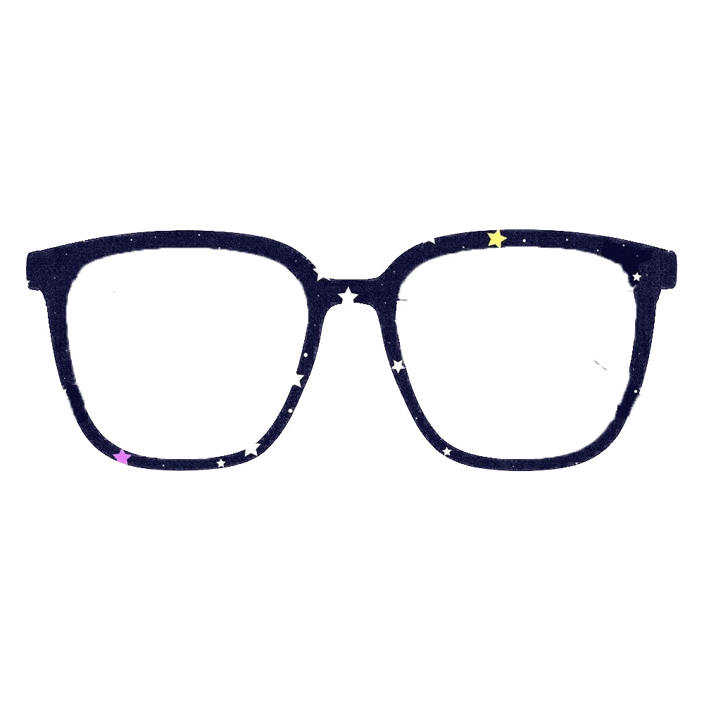 Night Sky Star Print Square Eyeglass Frames Women Galaxy Starry Pattern Party Decor Prescription Optical Fashion Eyewear Gifts - view 5