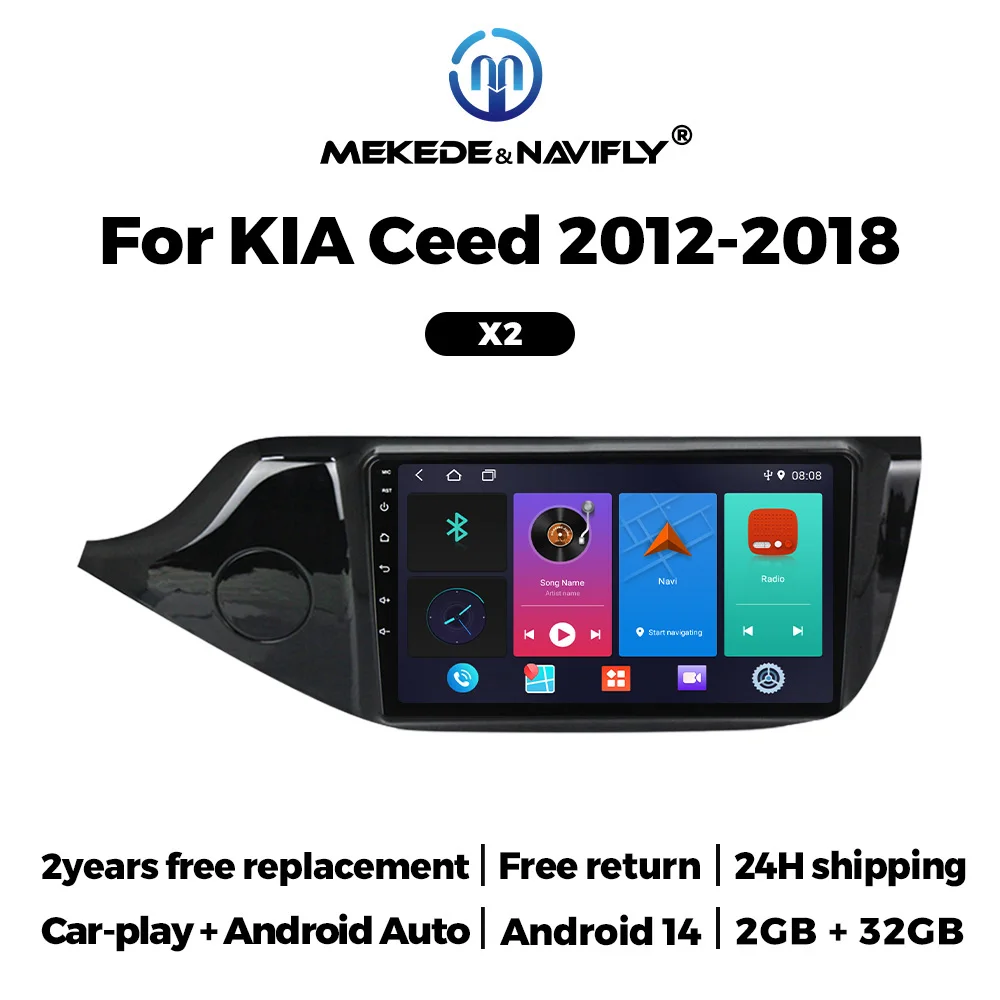 

4-ядерный 9-дюймовый автомобильный радиоприемник Android 14 для KIA Ceed 2012-2018 Универсальный мультимедийный видеоплеер с автоматическим WIFI BT GPS-навигацией ADAS DVR