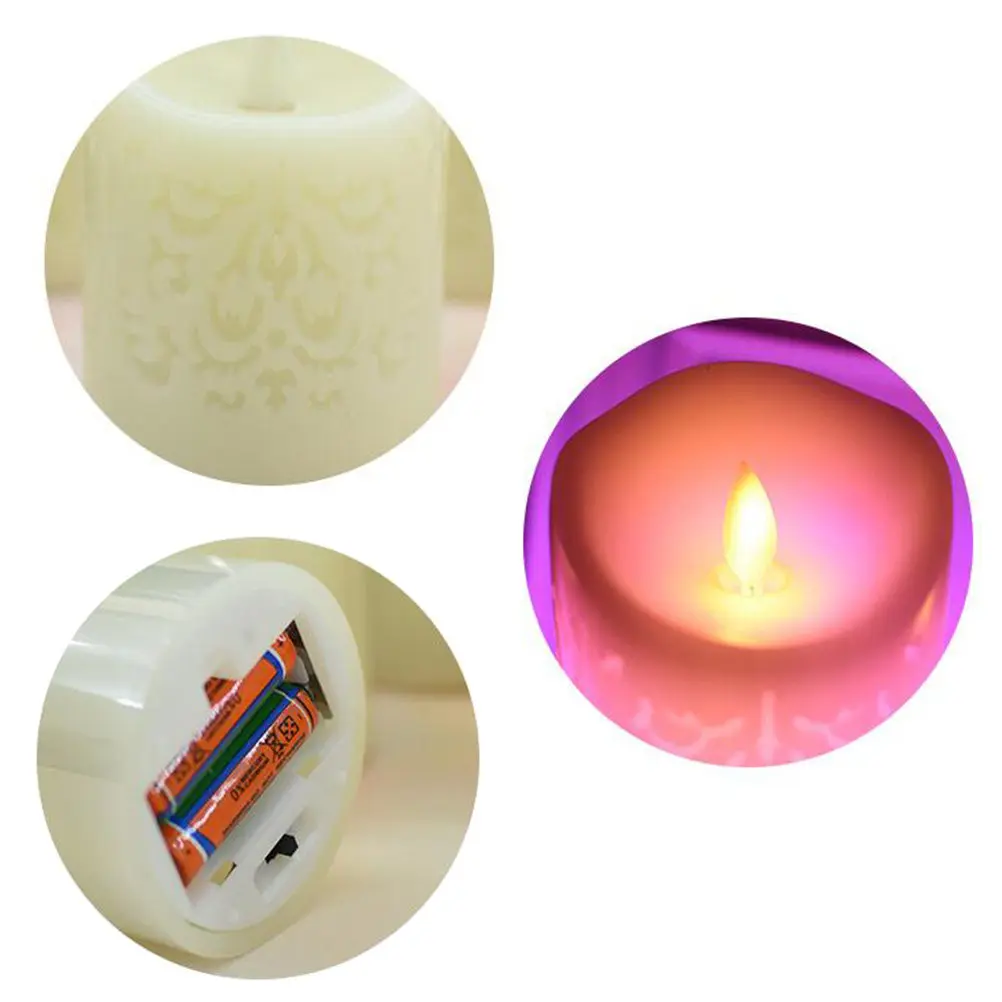 3Pcs Remote Control LED Lights Flameless Flickering Hollow Pattern Night Lamp for Home Decoration Valentine Christmas