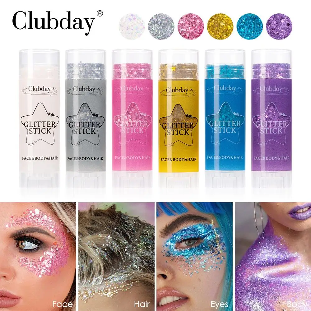 6 Color Eyeshadow Body Glitter Sequins Glitter Gel Stick Painting Brighten Stage Makeup Flash Loose Sequins Music Festival Party
