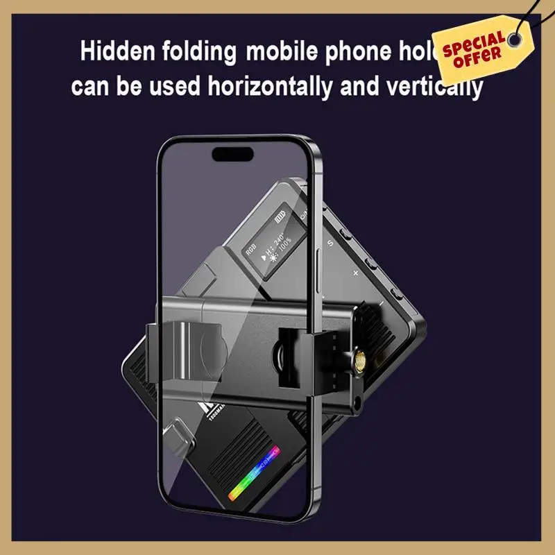 

Stable Performance-5W RGB Pocket LED Light 3000K-9900K 1500Mah Battery Built In With Phone Holder Clamp And Cold Shoe Adapter