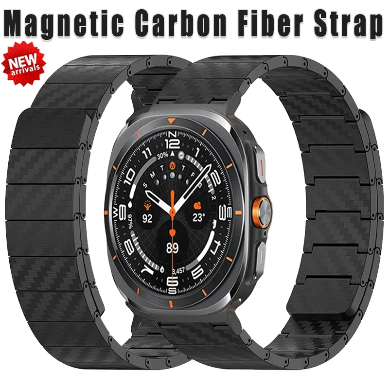 Magnetic Carbon Fiber Strap for Samsung Galaxy Watch 7 Ultra 47mm Solo Loop Bracelet Watchband for Galaxy Watch 7Ultra Wristband