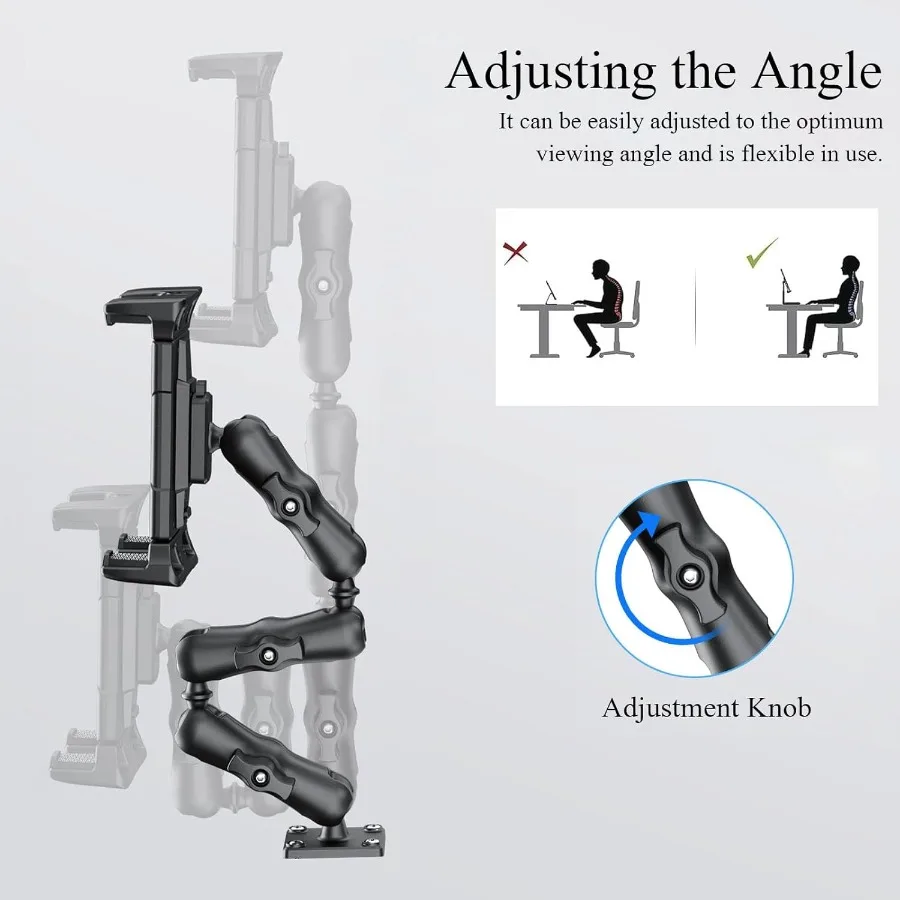 OHLPRO Supporto per tablet con base per trapano per carichi pesanti Supporto per iPad regolabile a 360° per cruscotto per camion Supporto a 3 fasi per iPad 513 Pro Air Mi