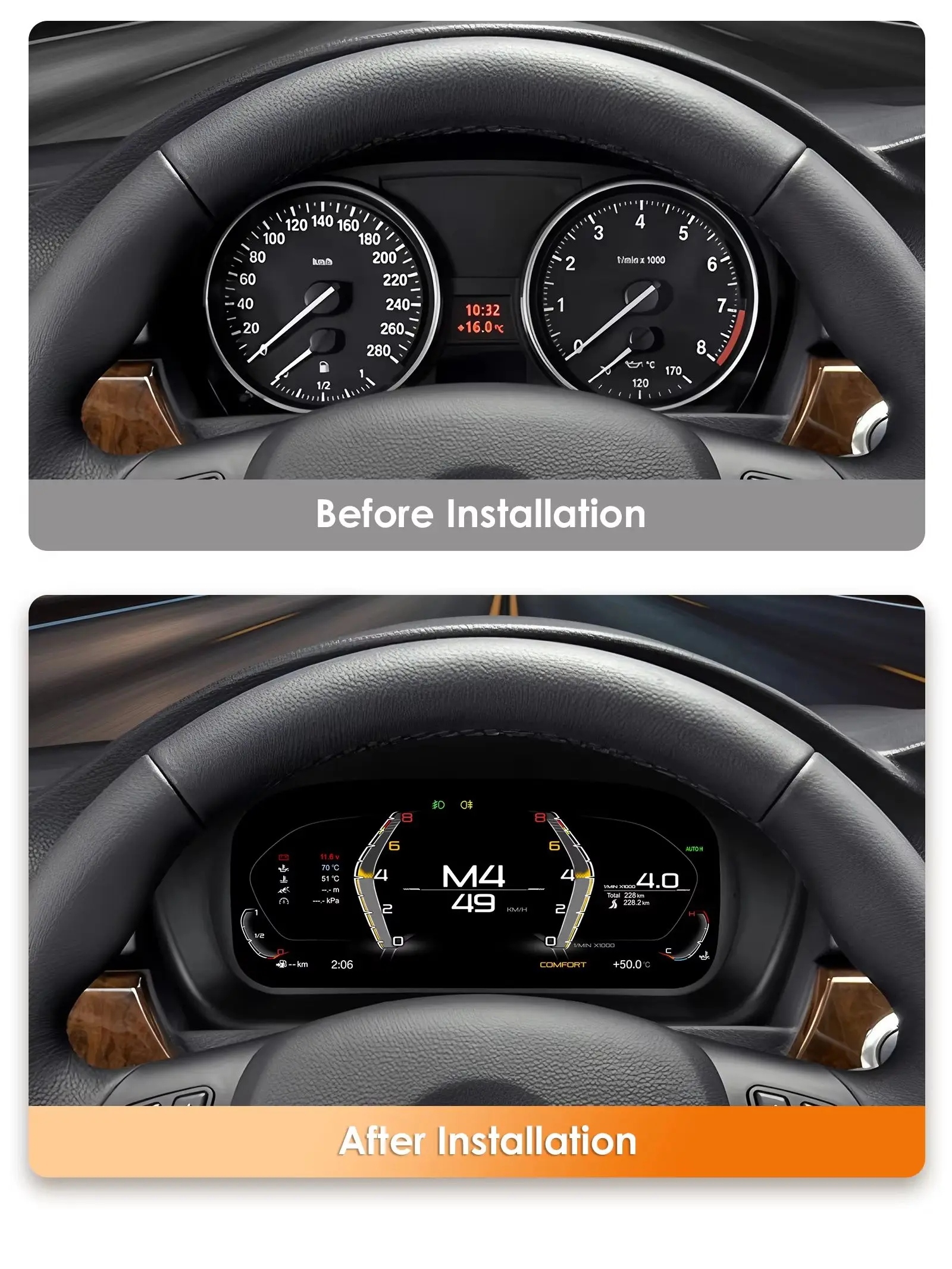 Auto-Armaturenbrett-Cluster für BMW 3 E90/E91/E92/E93 2005-2012 Auto-Instrumententafel Tachometer Cockpit-Anzeigen Digitale Armaturenbrett-Anzeige