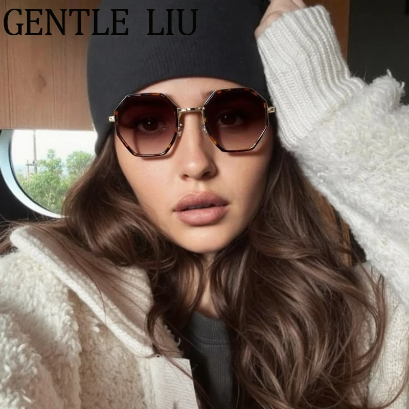 คลาสสิกกรอบแว่นตากันแดดแปดเหลี่ยมผู้หญิง 2025 Luxury ยี่ห้อ Designer กรอบแว่นตาโลหะสําหรับสุภาพสตรีแว่นตาขับรถ UV400