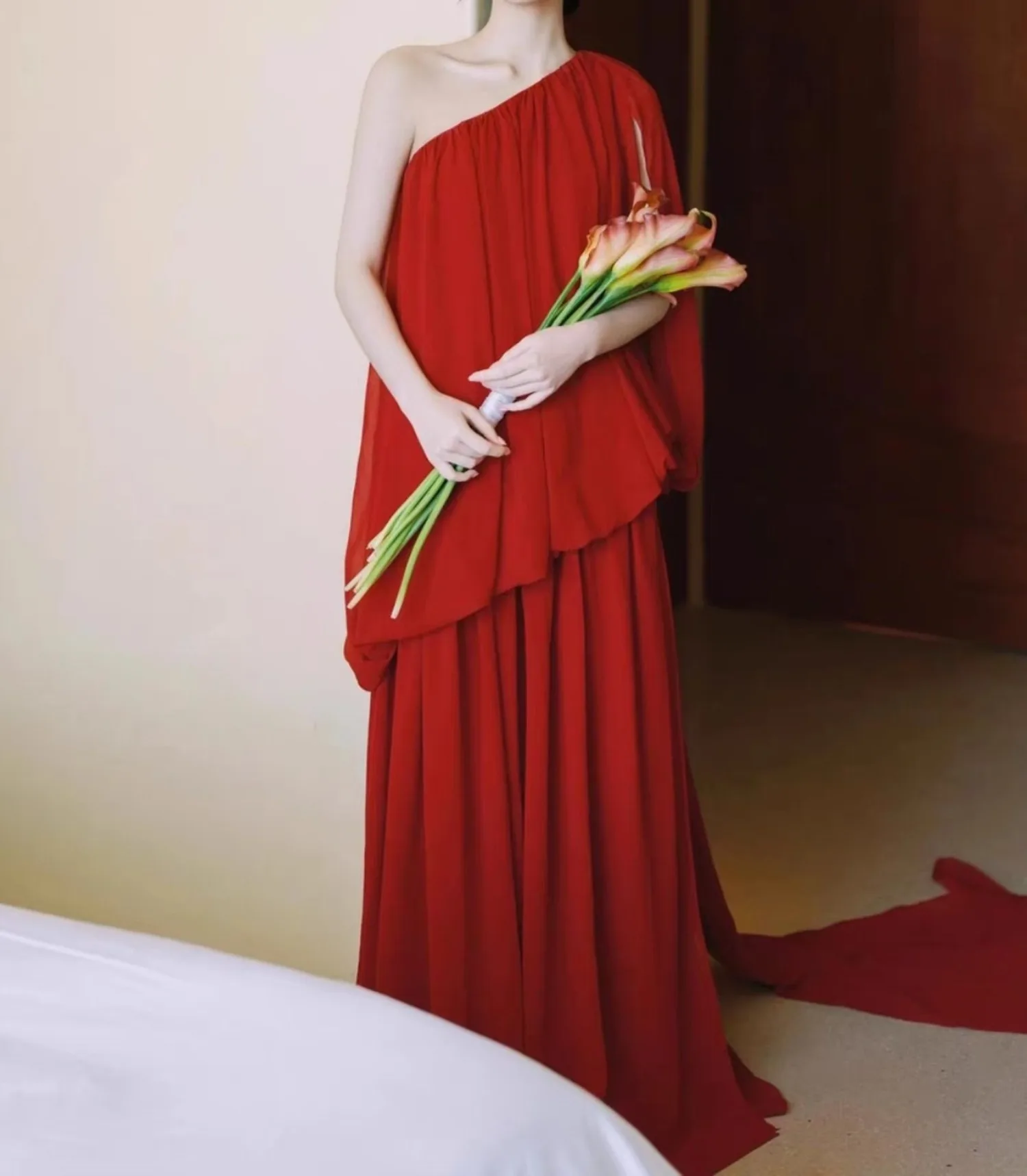 فستان أحمر غير منتظم للنساء بدون أكمام لحفلات الأعياد الصيفية ماكسي فيستدوس Bodycon أنيق فضفاض ملابس كلاسيكية أنيقة للسيدات