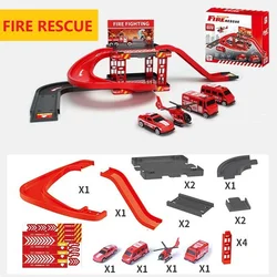 Track Parking Lot Toys Car Fire Truck For Children Kids Plastic Vehicle Model Cosplay Game Christmas Birthday Gift