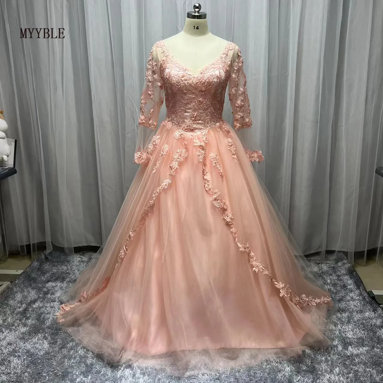 

Бальное платье с длинными рукавами на заказ, платья Quinceanera для выпускного вечера, 2022, кружевное платье Sweet 16, для 15 лет, Vestidos De