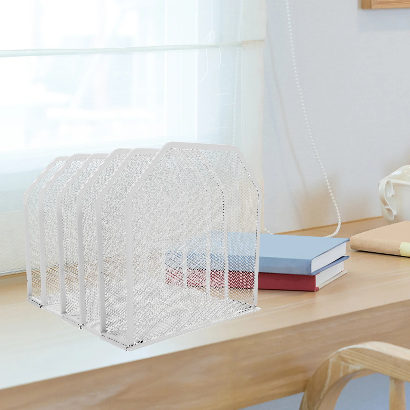 Metal Desktop Organizer 5-Section Detachable File Holder Vertical Document Storage For Office Home Workspace Upright File