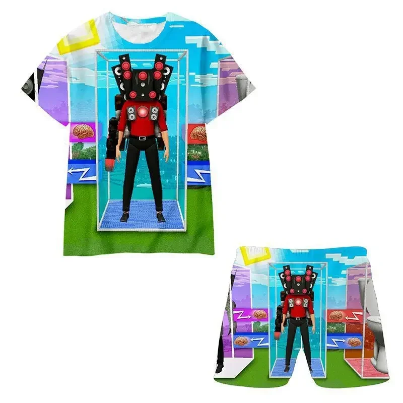 Skibidi Toilet Boys T Shirt Sets Fashion New Summer Clothes Boy Suit 3d Print Children Set Girl Short Sleeve Kids T-shirts Suits