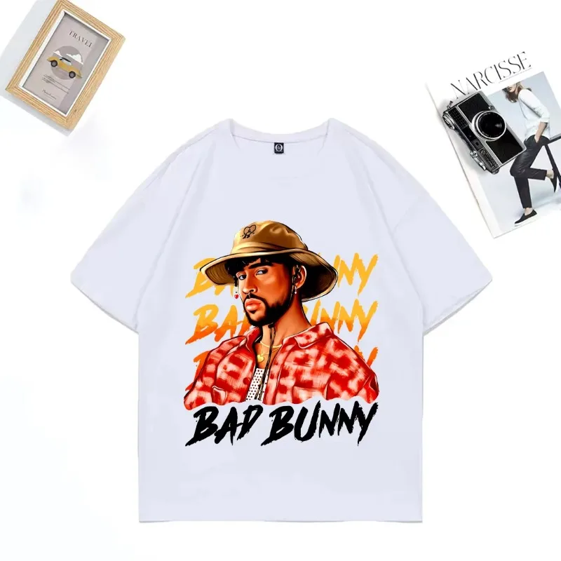 Hot Koop Bad Bunny Grafische T-shirt Mannen Vrouwen Zomer Vintage Hoge Kwaliteit T-shirt Katoen Unisex Korte Mouw Hip Hop T-shirts