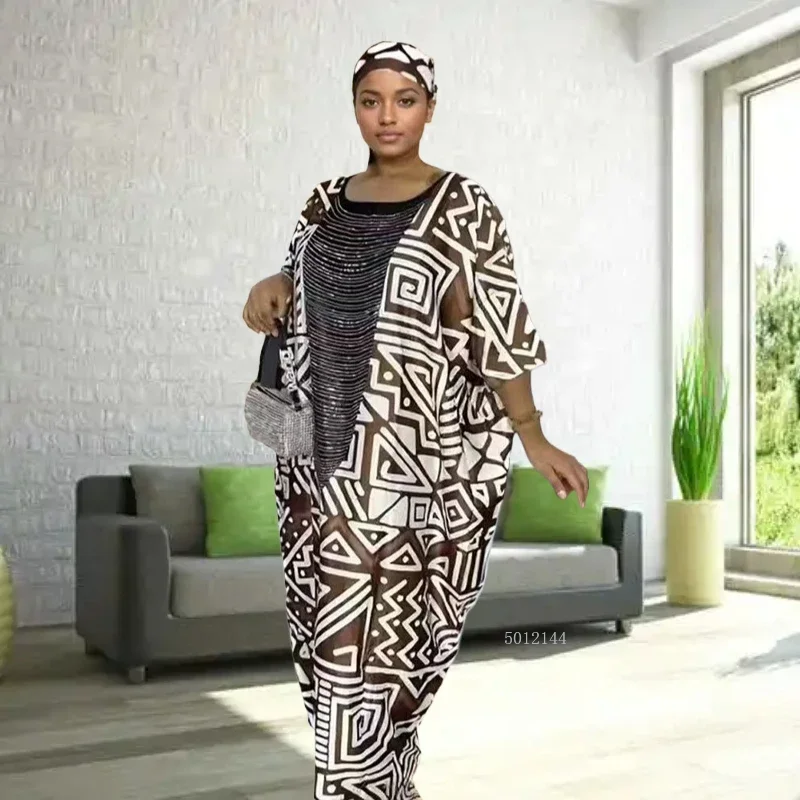 Customized Cotton Islamic Abaya Dress for Women with Printed Robe Muslim Prayer Wear Nigerian Dubai Abayah Includes Hijab Scarf