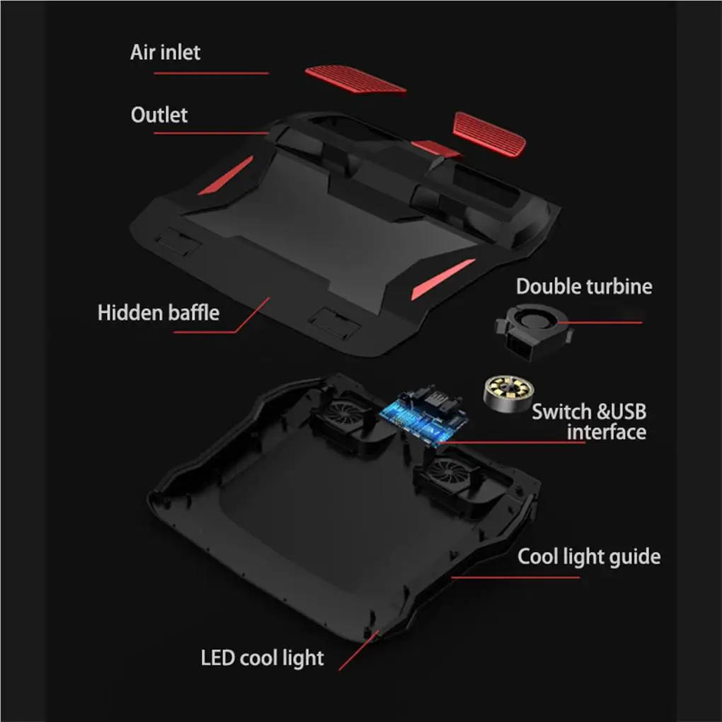 Laptop Cooler Powerful Air-flow Cooling Pad Computer Powerful Accessory