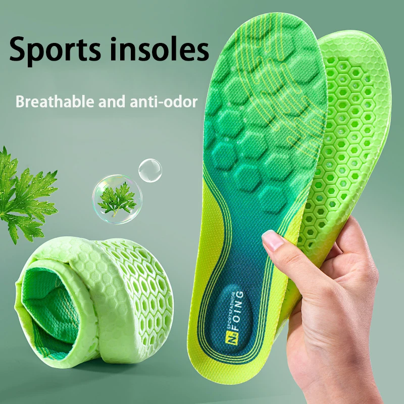 1 pair wormwood anti-odour breathable insoles sneakers Soft insoles Elastic shock-absorbing sole outdoor running sports insoles