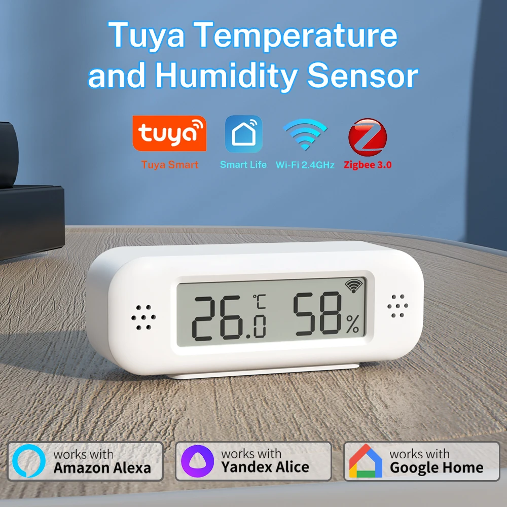 Tuya Zigbee 3.0 WiFi Temperature Humidity Thermometer Hygrometer APP Remote Work With Google Home Assistant Yandex Alexa Z2MQTT