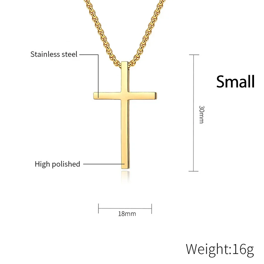 Titanium Steel Cross Necklace For Men Women Black Gold Silver Color Chain Crucifix Pendant Punk Party Never Fade Jewelry