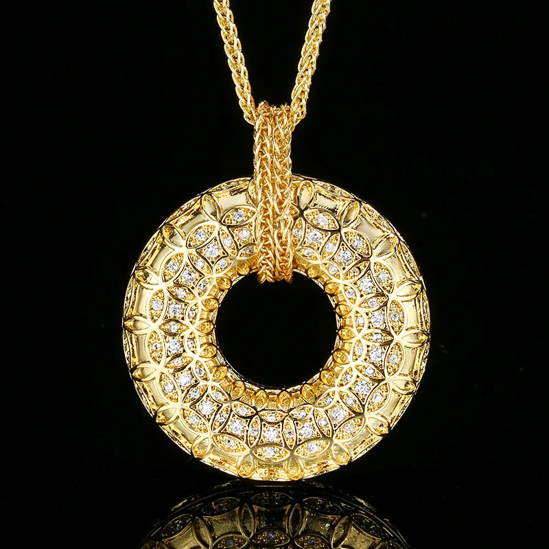 New popular jewelry item: gold filigree ancient coin pattern peace buckle pendant necklace