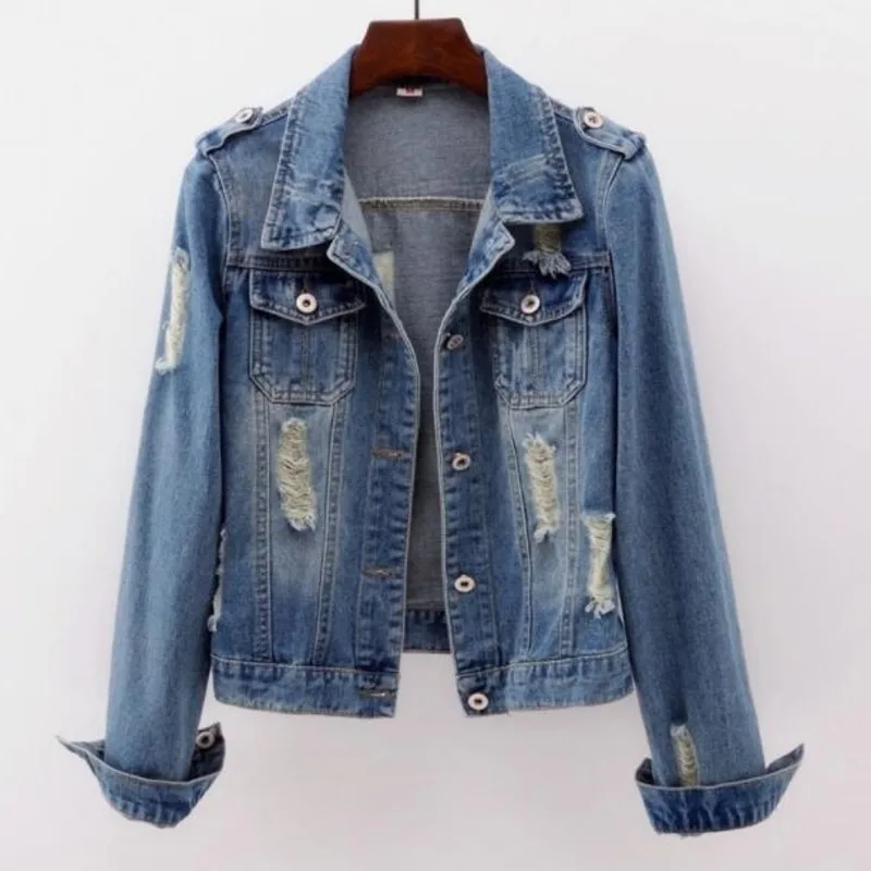 

Denim Jacket Ladies 2023 Blue Denim Jacket Spring Autumn Jacket Casual Harajuku Pocket Quality Korean Fashion Women's Jacket