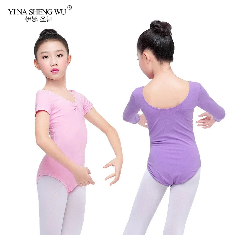 Trykot gimnastyczny baletowy dla małych dziewczynek, strój do ćwiczeń tanecznych, czarno-fioletowo-różowy, bawełniany body do tańca, ubrania dla dzieci.