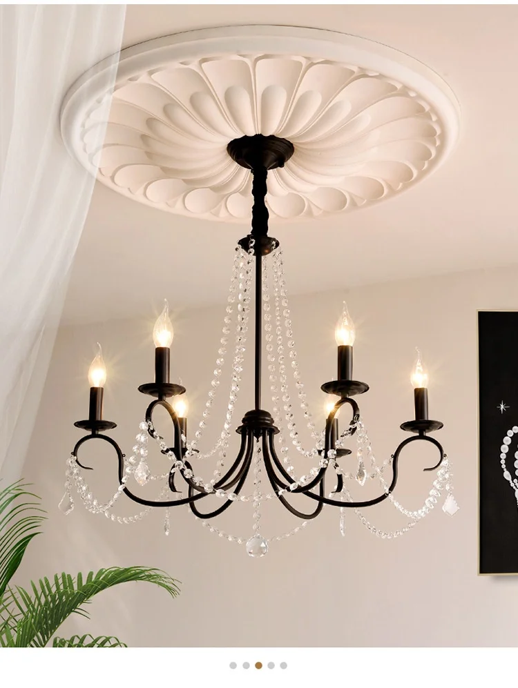American Black Candle Chandelier Loft Crystal Pendant