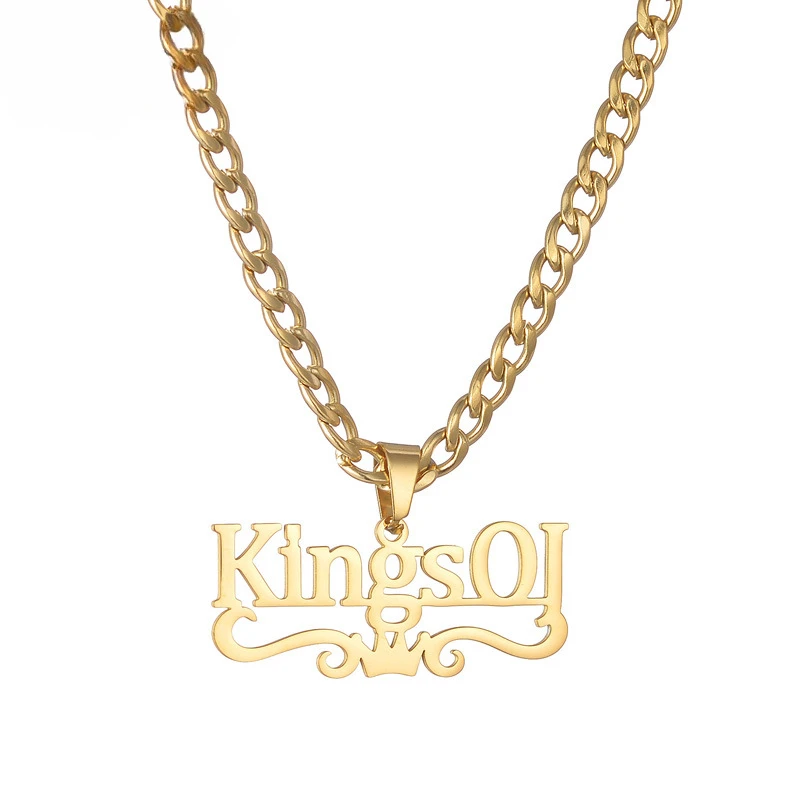 Customized Name Necklace Personalised NK Chain Stainless Steel Pendant Hollow Letter Necklace Jewelry Birthday Gift Dropshipping