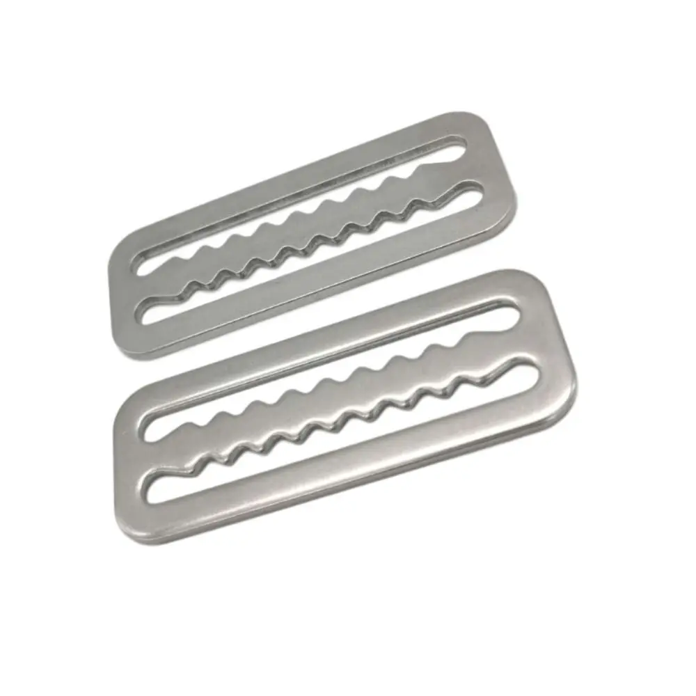 1/5PCS Slide Keeper Ring Diving Weight Belt Stainless Steel Double Slot Structure Belt Buckle Serrated Locking Webbing Buckle