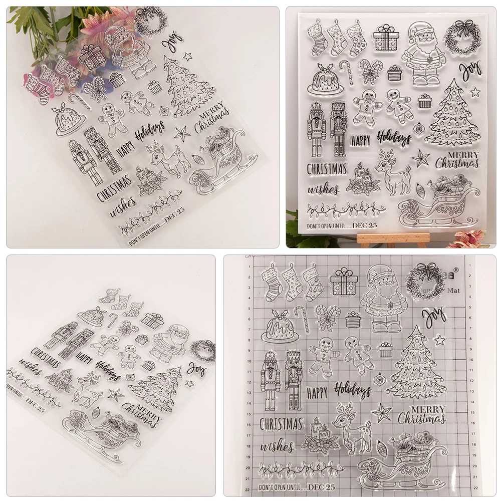 

2pcs Silica Gel Stamps for Christmas Scrapbooking Photo Album Decorative Seal Reusable Transparent DIY Craft Gifts