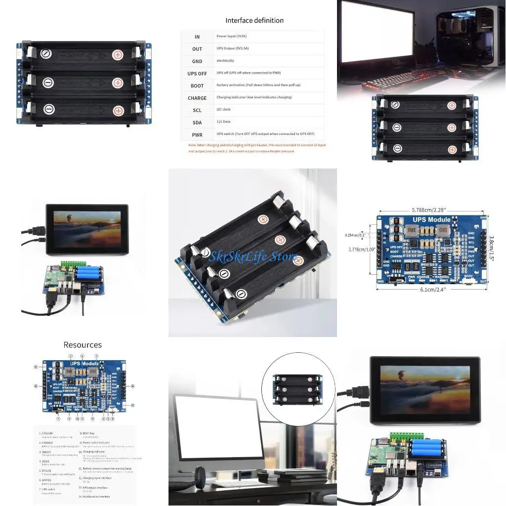 

E65E Мобильный модуль питания ИБП Плата расширения источника бесперебойного питания 5V2.5A