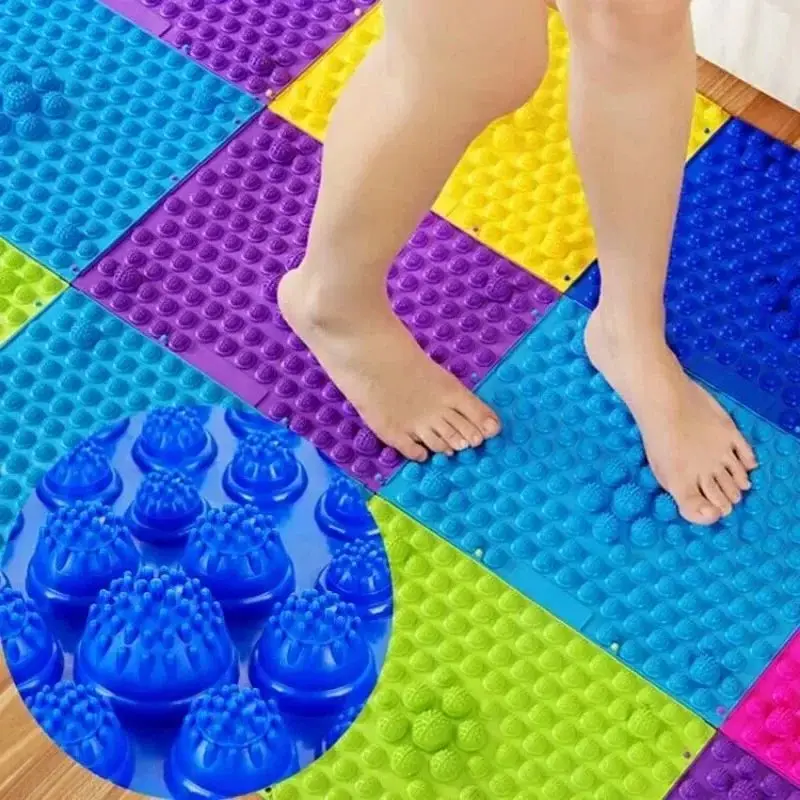 Colorful Interlocking Reflexology Foot Massage Pad Acupressure Blood Circulation Foot Pain Stress Relief Portable Relaxation Mat