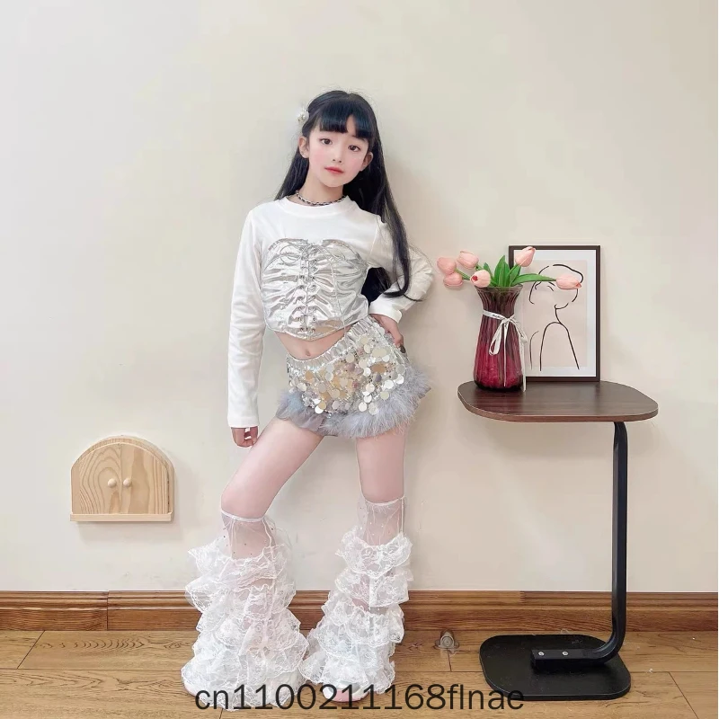 Hip Hop Shiny Leather Street Dance Pants, Fashionable Girls' Jazz Dance Costumes, Model Runway Show Performance