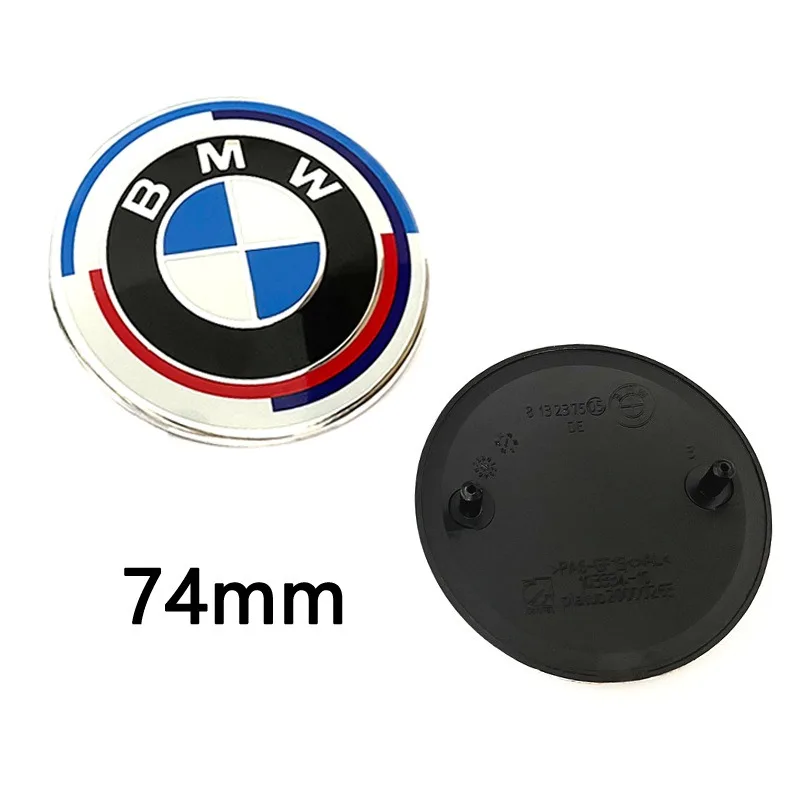 For BMW E53 E90 E60 50th Anniversary Edition Interior Mouldings 74mm 82mm Bonnet Hood Front Rear Trunk Emblem Logo Badge Sticker