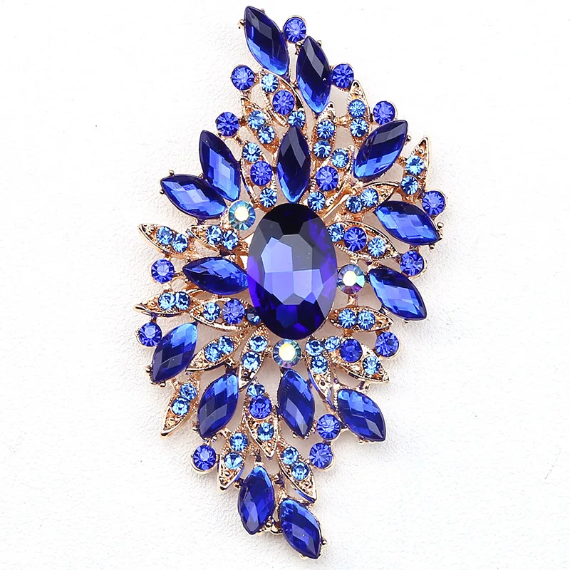 Broche de vidro manchado para mulheres, Glamoroso Refinado, Cristal Grande, Acessórios de Roupas Femininas, Luxo High End