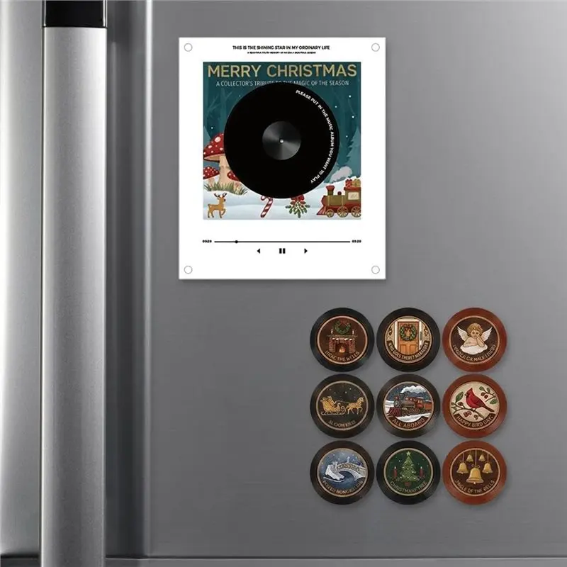 Retro Music Fridge Magnets With Enabled Player Set- Vintage Vinyl Record For Refrigerator Magnets For Refrigerator Decor