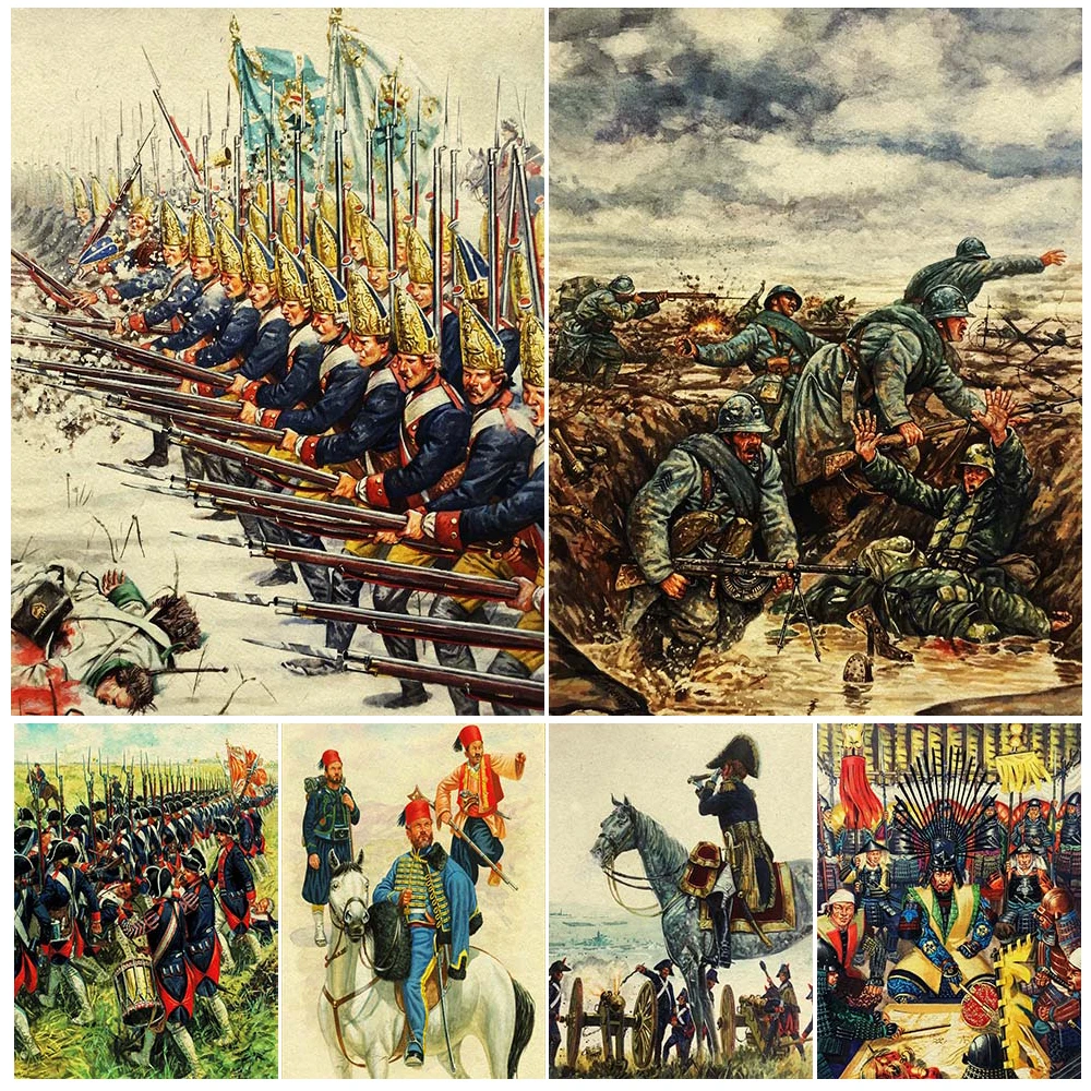 Vintage Warfare Soldiers Army war-horse PostersWall Pictures For Living Room Nordic Poster Wall Art Canvas Painting Unframed