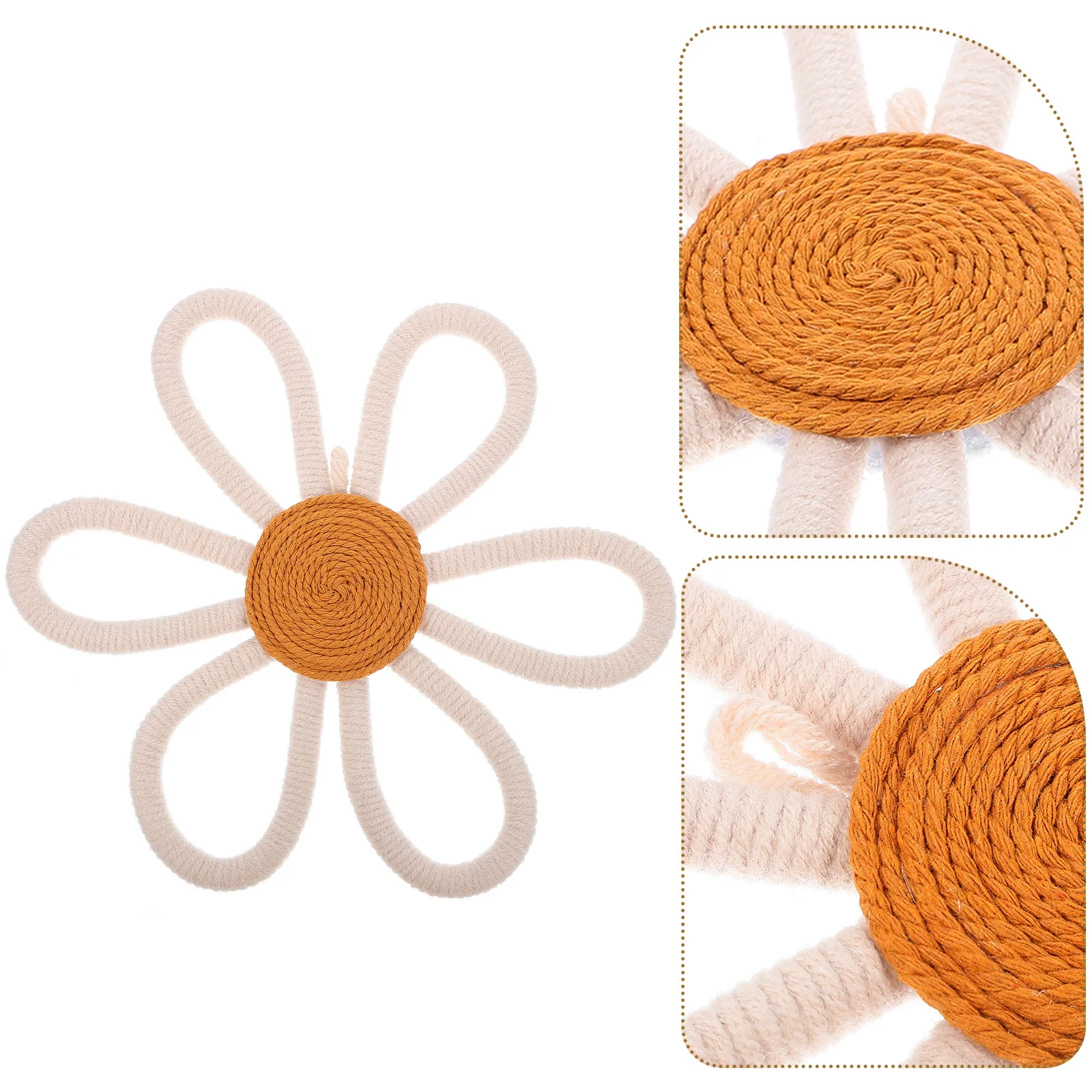 Chic Daisy Wall Hanging Decor Bohemian Woven Flower for Children Room Adorable Floral Decoration Girl Nursery Wall Decor
