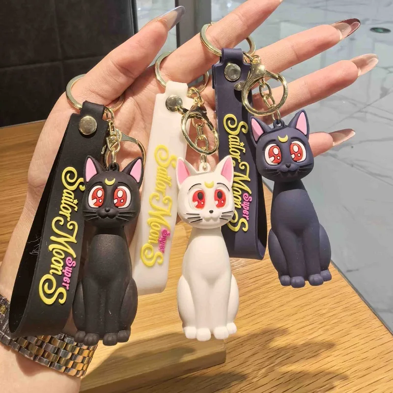 Pop Cute 2PCS Sailor Moon Cartoon Keychain Lovely Character Backpack Hanging Ornament Decorative Key Portable Bag Charm Fan Gift view 3