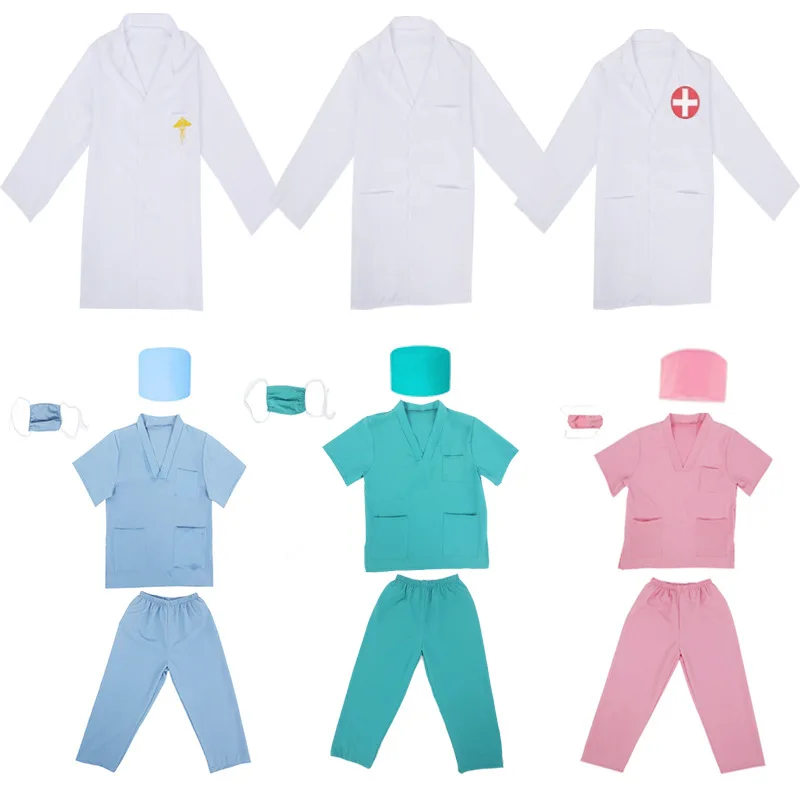 

Doctor Scrubs Costume for Kids With Stethoscope Lab Coat Career Day Costume Doctor Dress Up For Boys Girls 3-12