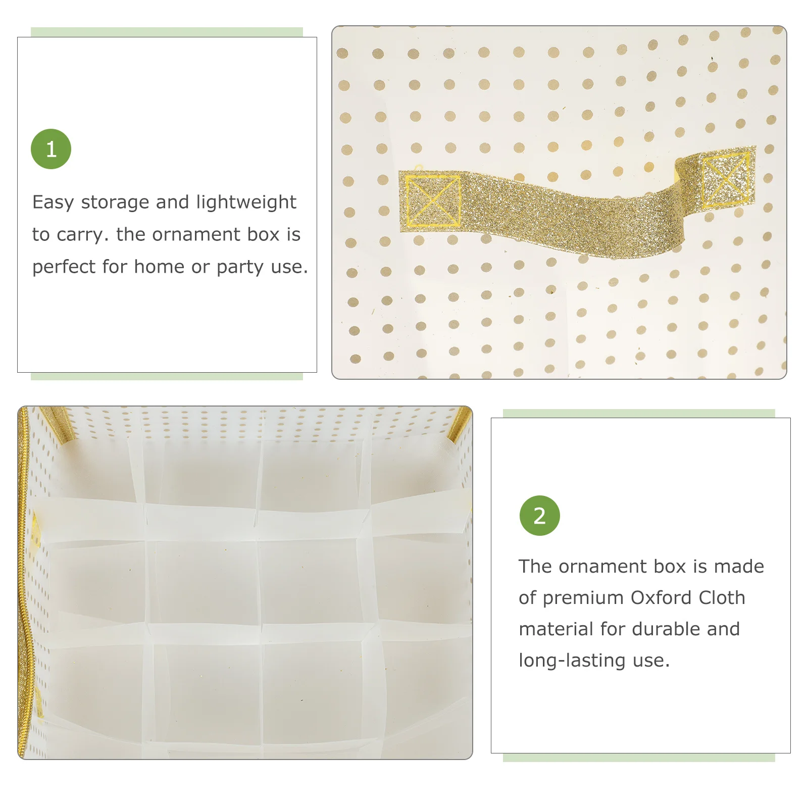 

Christmas Ball Storage Box 75-Grid Oxford Cloth Organizer Lightweight Xmas Ornament Container for Holiday Decor Storage