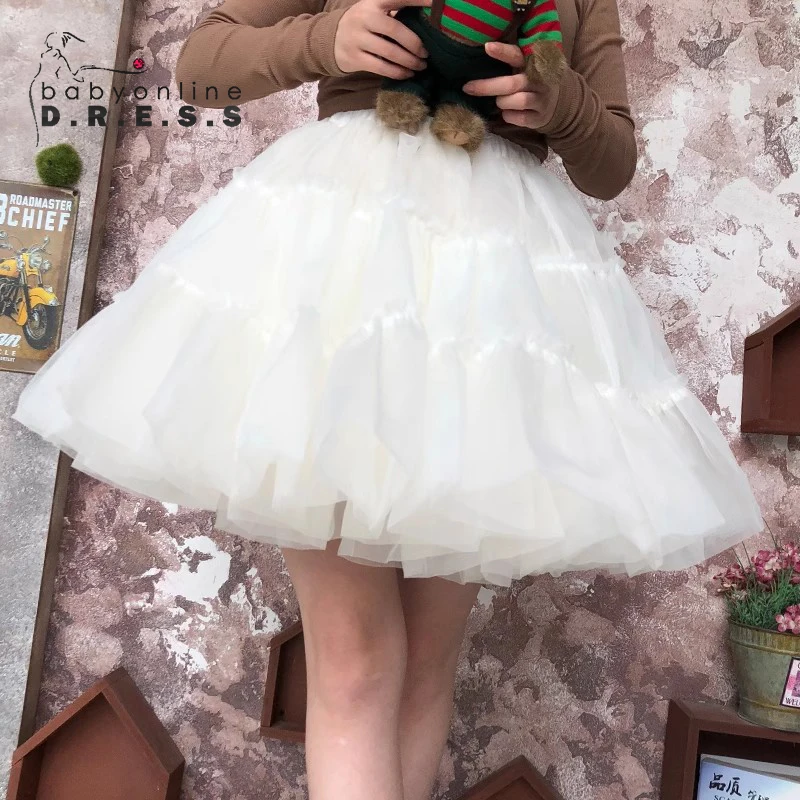 Women Soft Net Petticoat Colorful Puffy Tutu Skirt Multi-layer Elastic Waist Boneless Underskirt Party Dance Dress Crinoline