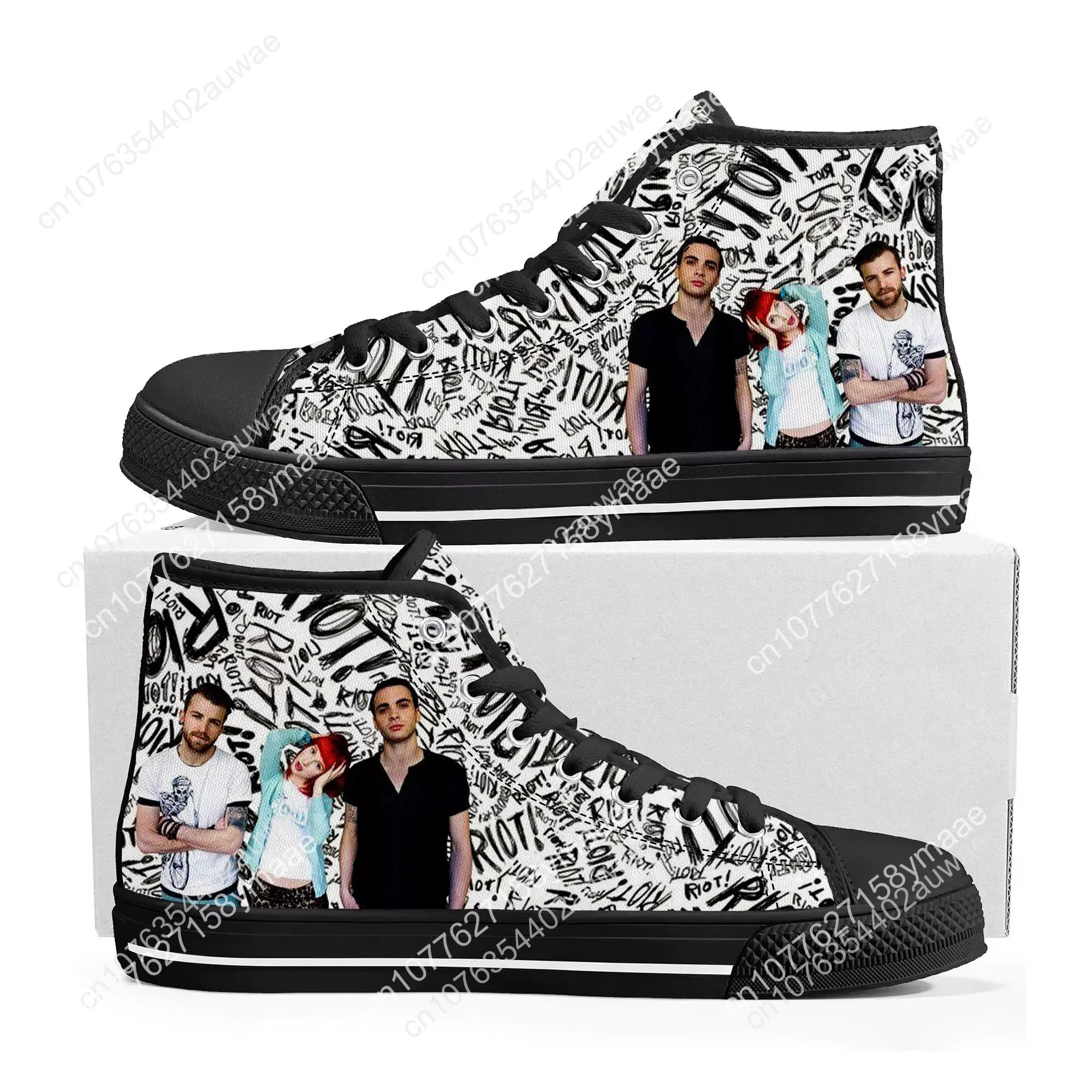 Paramore Rock Band Pop High Top High Quality Sneakers Men Women Teenager Canvas Sneaker Casual Couple Shoes Custom Shoe Black