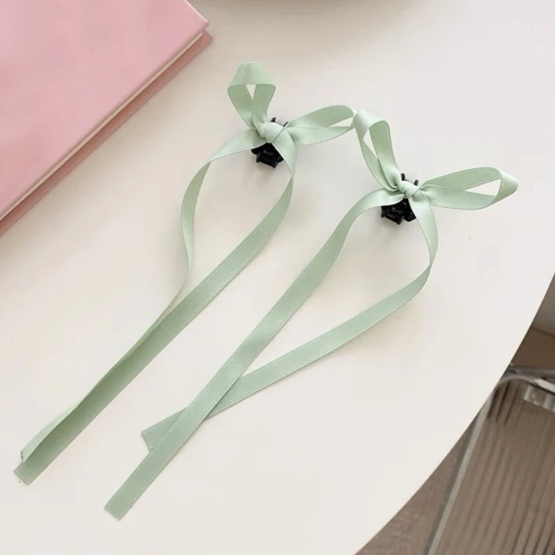 Q0KE 2Pcs Ribbon Bow Hair Clip,Small Ribbon Bow Hairpins,Bows Hair Barrettes Fastener French Hair Bows Hair Accessories