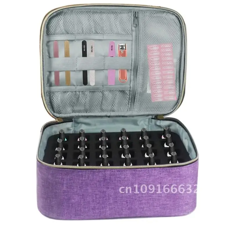 2 Layers Essential Oil Case 30 Bottles Nail for Storage Large with Handbag Polish Handle Portable Bag Organizer Cosmetic Travel