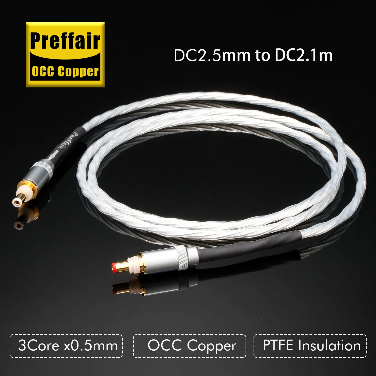 Preffair Hifi DC Stromkabel USB/DC/GX16/GX12 auf DC 5,5*2,5/2,1/mm OCC versilbert AC/DC Phono Kabel Silberfolie Schild Verstärker Kabel 6