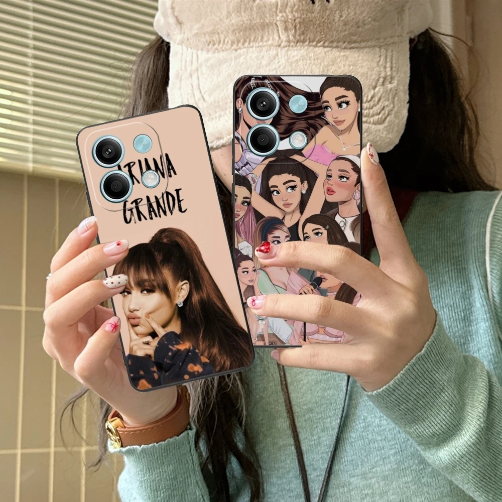 Ariana Cute Grande Mobile Cell Phone Case for Xiaomi Redmi Note 13 12 11 10 9 8 7 6 S A Pro Lite Plus 5G Black Phone Cover Shell