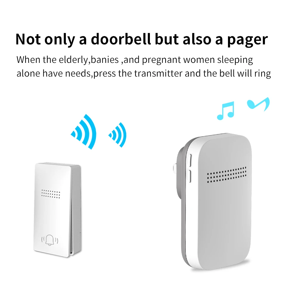 Wireless Waterproof Outdoor Doorbell No Battery Required Self-Powered Door Bell Sets Home Outdoor Kinetic Ring Chime Doorbells