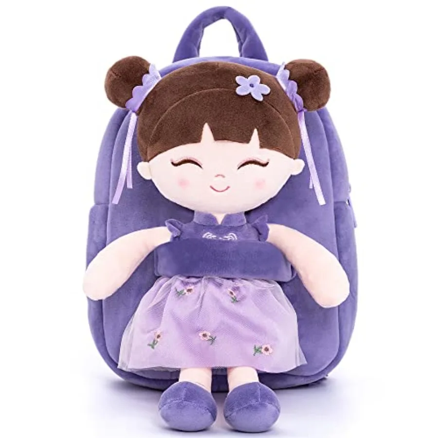 

Back to School Gifts for Girls Backpack Toddler Backpack Soft Plush Asian Girl Doll Backpacks Purple 9