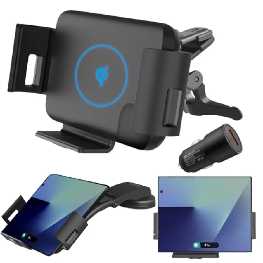 

15W Qi Wireless Car Charger Mount Holder Compatible for Samsung Galaxy Z Fold7 Fold6 Fold5 Fold4 Fold3 Fold2 Fold 4.3in-6.9in P