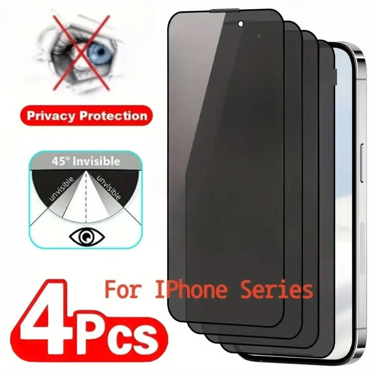

4 шт. антишпионская закаленная стеклянная пленка для iPhone 16 13 15 14 Pro Max 16e Защитная пленка для экрана телефона iPhone 12 11 Pro 14 15 Plus X XR