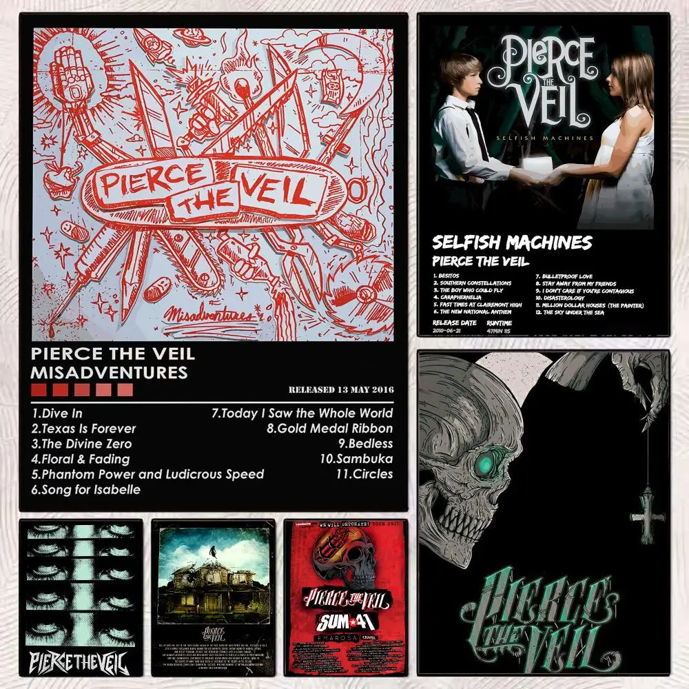 Band P-Pierce The Veil Painting Calligraphy Aesthetic Canvas Wall Poster Modern Room Bedroom Cafe Wall Artwork
